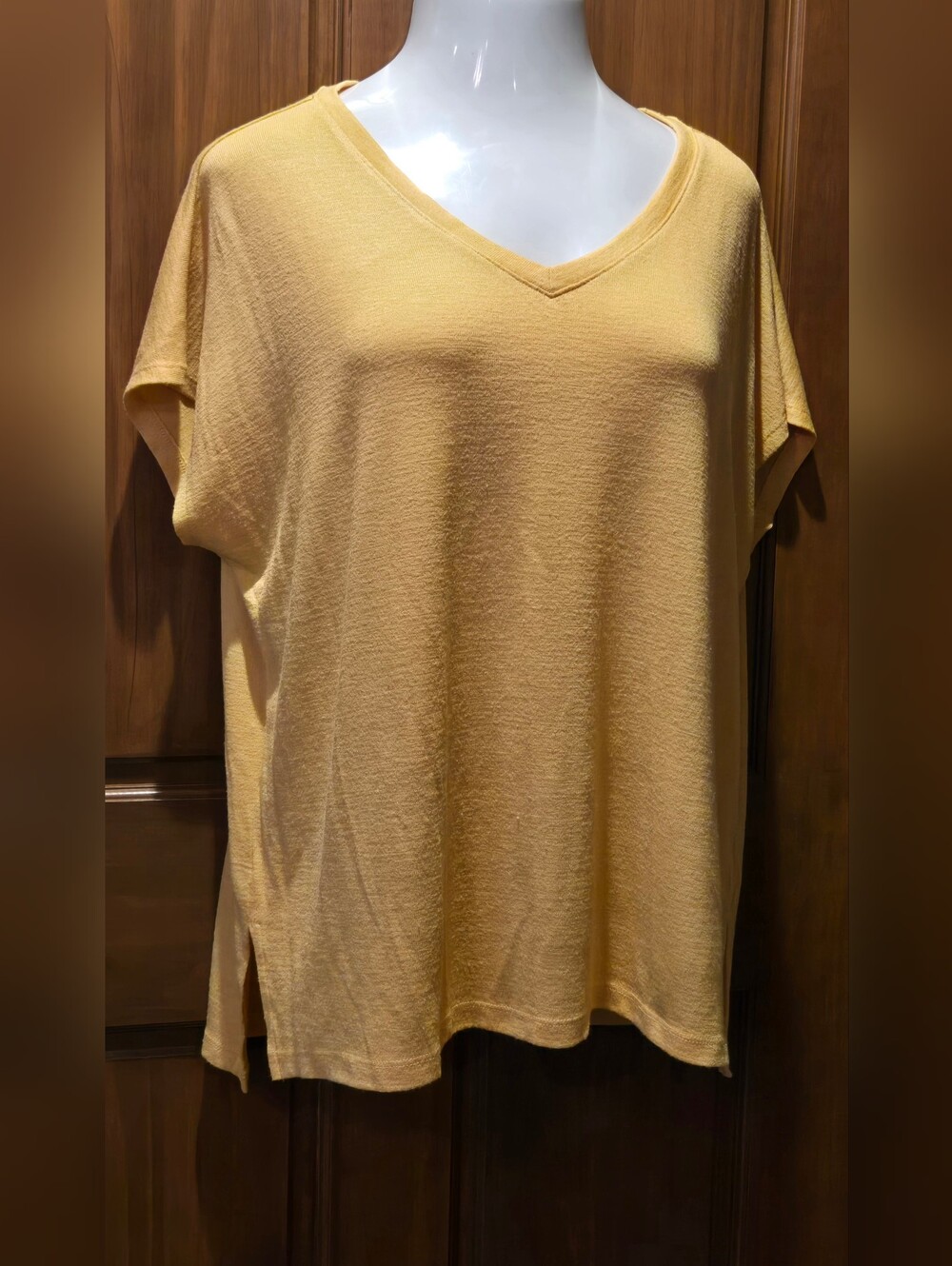 Orvis Short-Sleeve V-Neck Top in Mustard Yellow